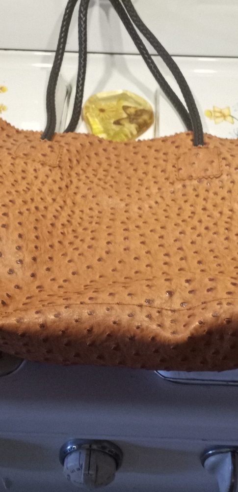 Boho leather ostrich tote-large with spots